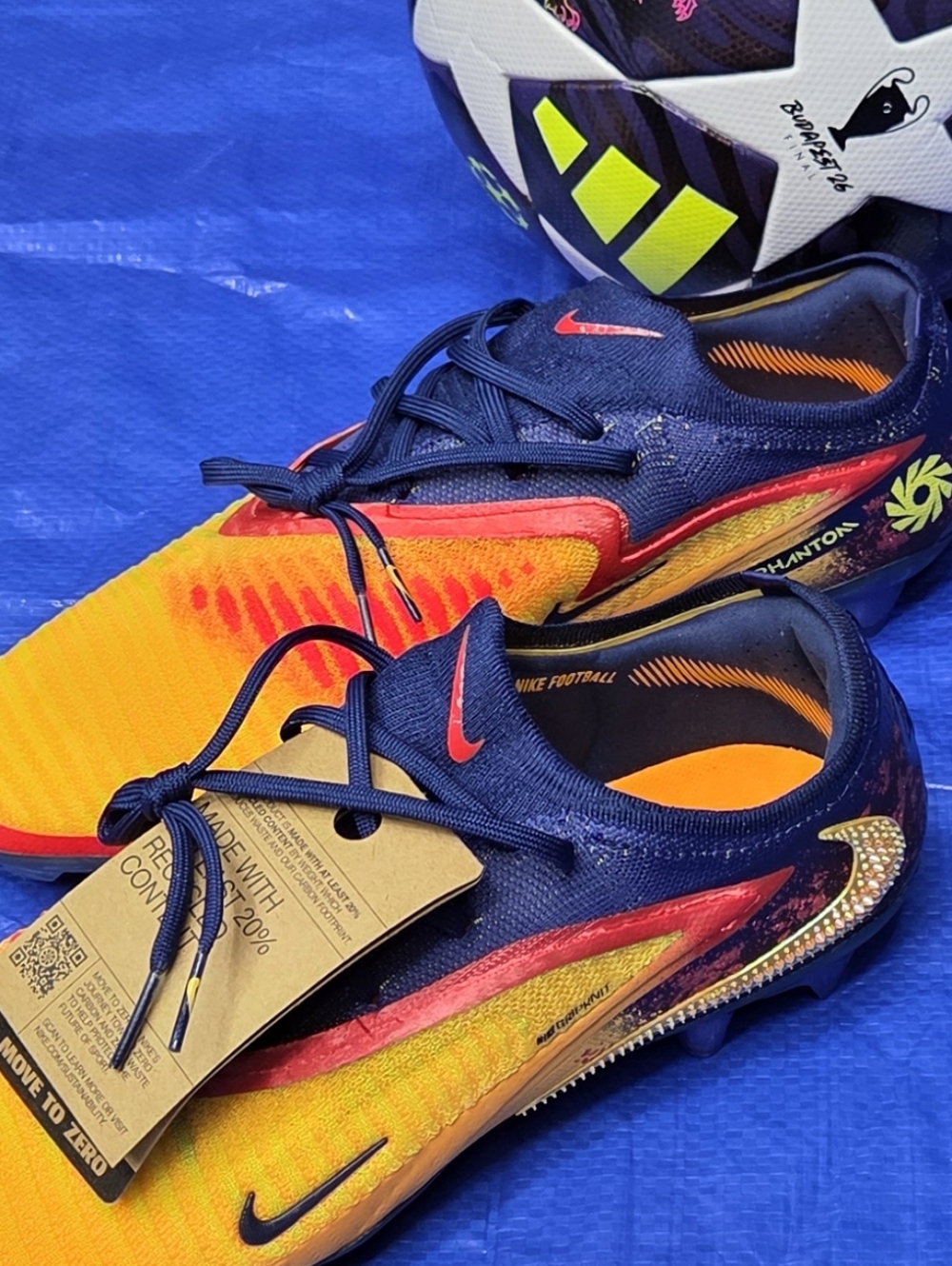 Nike Haaland Phantom Elite Soccer Cleats in Bright Orange & Navy